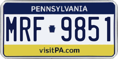 PA license plate MRF9851