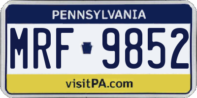 PA license plate MRF9852