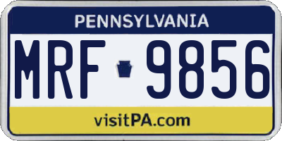PA license plate MRF9856