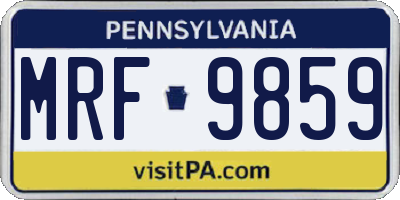 PA license plate MRF9859