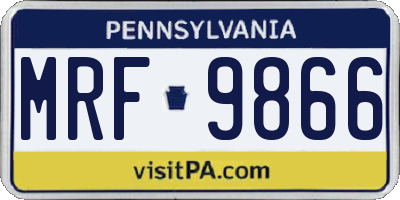 PA license plate MRF9866