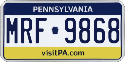 PA license plate MRF9868
