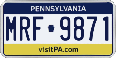PA license plate MRF9871