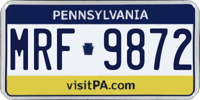 PA license plate MRF9872