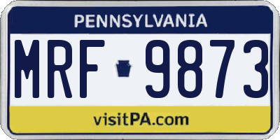 PA license plate MRF9873