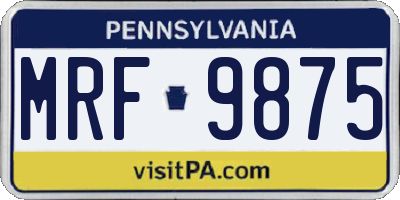 PA license plate MRF9875