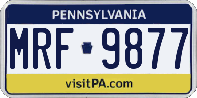 PA license plate MRF9877