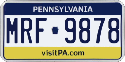 PA license plate MRF9878