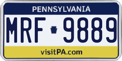 PA license plate MRF9889