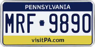 PA license plate MRF9890