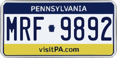 PA license plate MRF9892