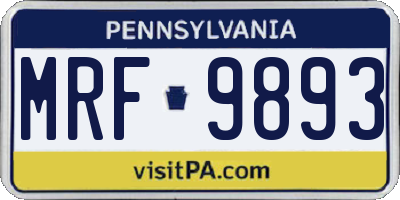 PA license plate MRF9893