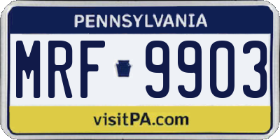 PA license plate MRF9903