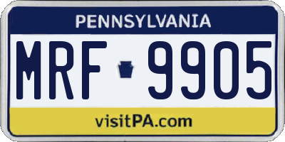 PA license plate MRF9905