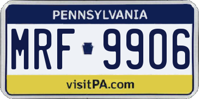 PA license plate MRF9906