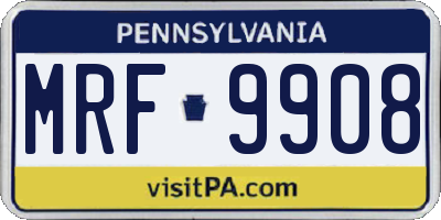 PA license plate MRF9908