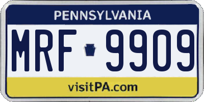 PA license plate MRF9909