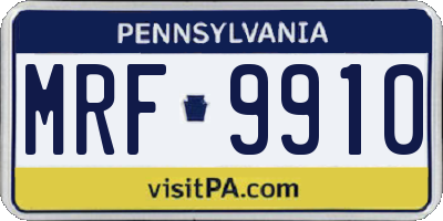PA license plate MRF9910