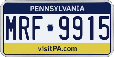 PA license plate MRF9915