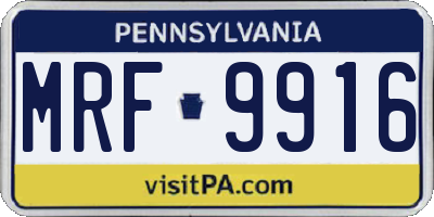 PA license plate MRF9916