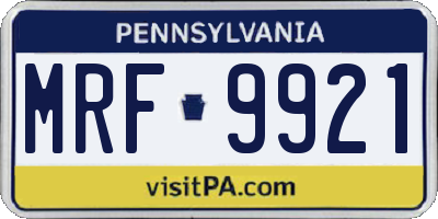 PA license plate MRF9921