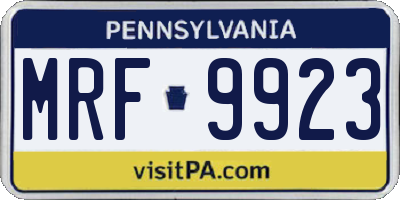 PA license plate MRF9923