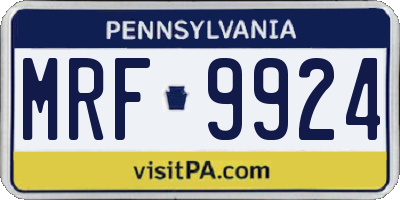 PA license plate MRF9924