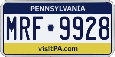PA license plate MRF9928