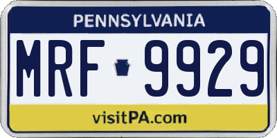 PA license plate MRF9929