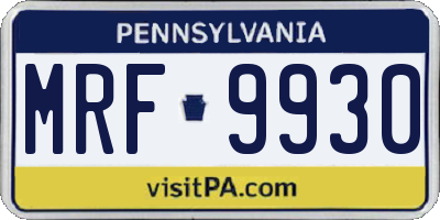 PA license plate MRF9930