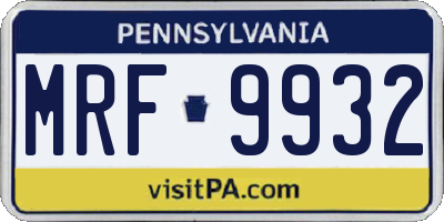 PA license plate MRF9932