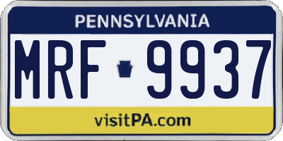 PA license plate MRF9937