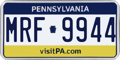 PA license plate MRF9944