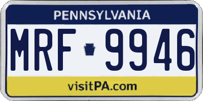 PA license plate MRF9946