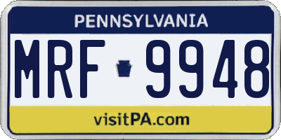 PA license plate MRF9948
