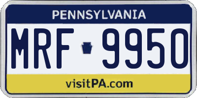 PA license plate MRF9950