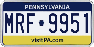 PA license plate MRF9951