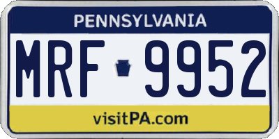 PA license plate MRF9952