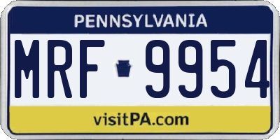 PA license plate MRF9954