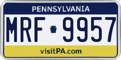 PA license plate MRF9957