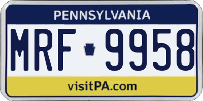 PA license plate MRF9958