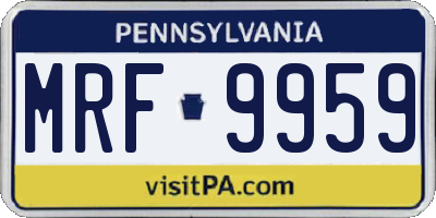 PA license plate MRF9959