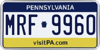 PA license plate MRF9960