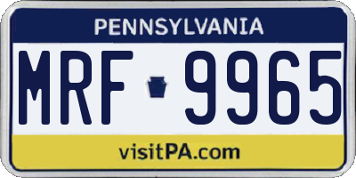 PA license plate MRF9965