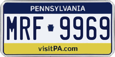 PA license plate MRF9969