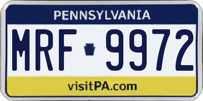 PA license plate MRF9972