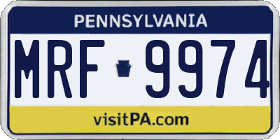 PA license plate MRF9974