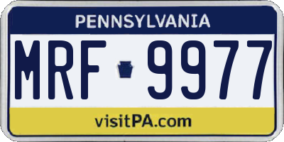 PA license plate MRF9977