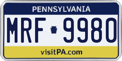 PA license plate MRF9980