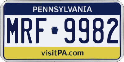 PA license plate MRF9982